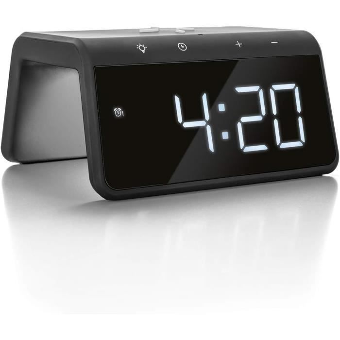 Caliber HCG006 Réveil Numérique Grand écran LED – Double Alarme, Snooze Réglable, Luminosité Atténuable, Thermomètre, USB Ou Piles – Pour Maison Et Voyage