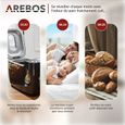 AREBOS Machine à pain 1500 g | 15 programmes | Minuteur | Écran LCD | 3 niveaux de brunissage et tailles de pain | 850 W | Noir-3
