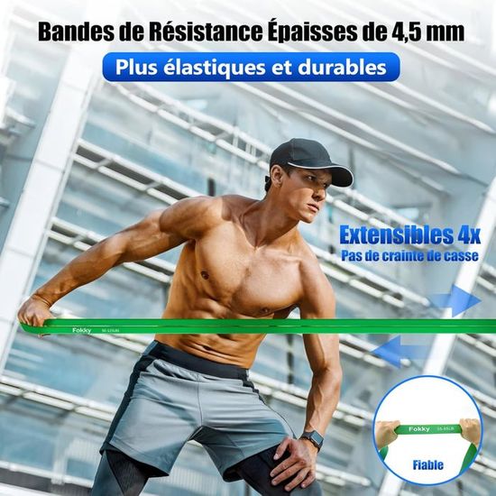 Alteres Musculation Femme Set Bandes De Résistance Fitness - 5 élastiques Sangles Cheville - Yoga/Pilates/Musculation élastiques Musculation Set - 9