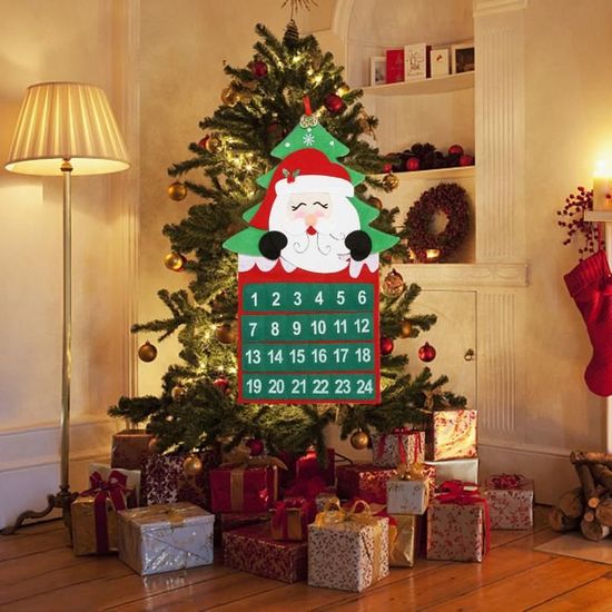 Advent Calendar Arbre Avec 24 poches ajouter vos propres cadeaux suspendus décoration