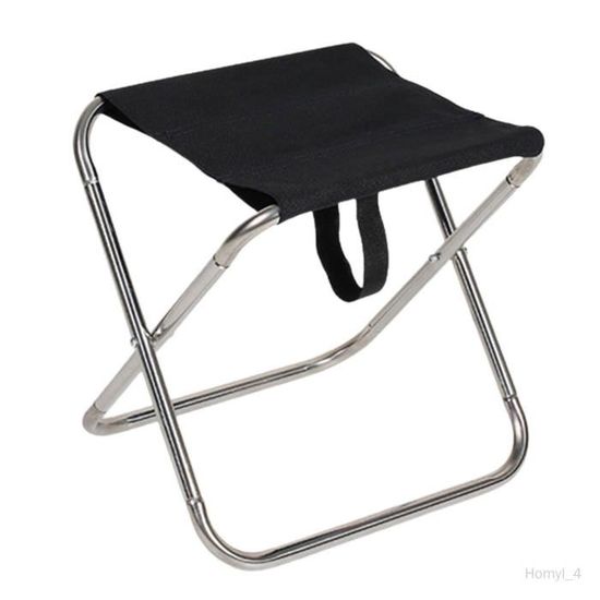 Tabouret Pliant Portable Noir - Marche-pied Et Siège De Camping Léger - Pliable, Antidérapant, Compact