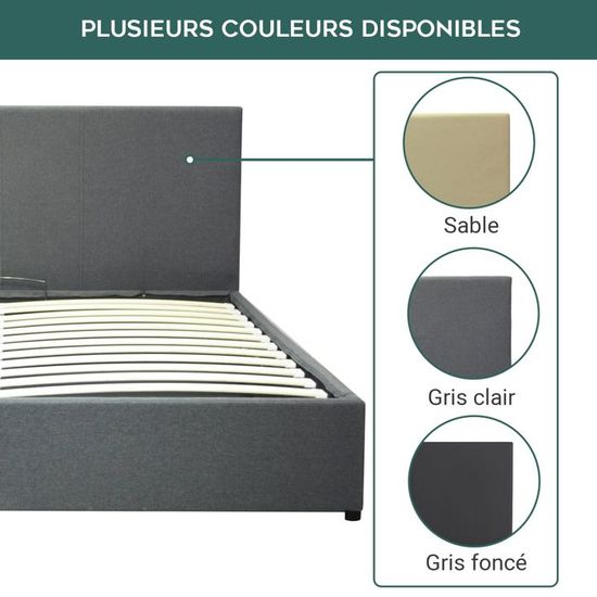 Lit Coffre Style Industriel 160x200 Cm - Tête De Lit, Sommier Lattes, Rangement XXL, Vérins Assistés, Bois Foncé