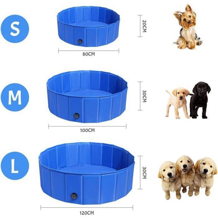 Piscine Pliable Pecute 120 X 30 Cm – Pour Chien Ou Enfant, PVC Non Toxique, Fond Antidérapant