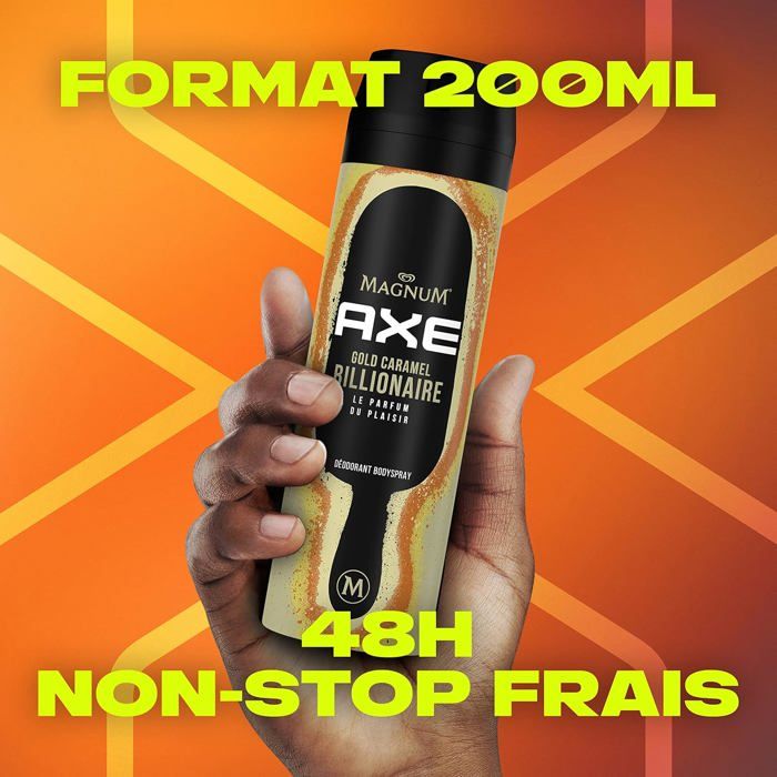 Déodorant - AXE - Magnum Gold Caramel Billionnaire - 200ml - Lot de 6 - 48h de fraîcheur