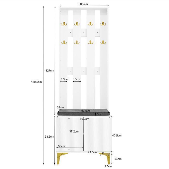 Kit Closet Banc à Chaussures Rose Avec Coussin Blanc - 50x46x29,5 Cm - Rangement 6 Paires