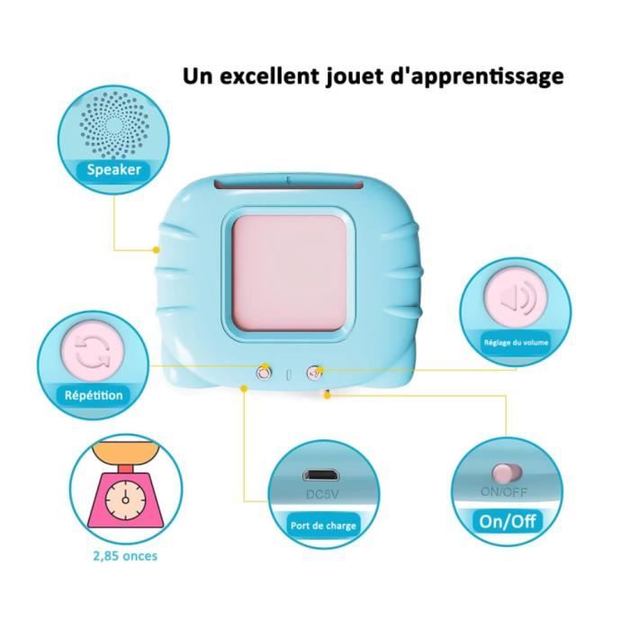 Cartes Flash Parlantes Français Standard - 112 Feuilles 224 Mots, Jouet Éducatif Audio Pour Enfants 1-6 Ans - Bleu