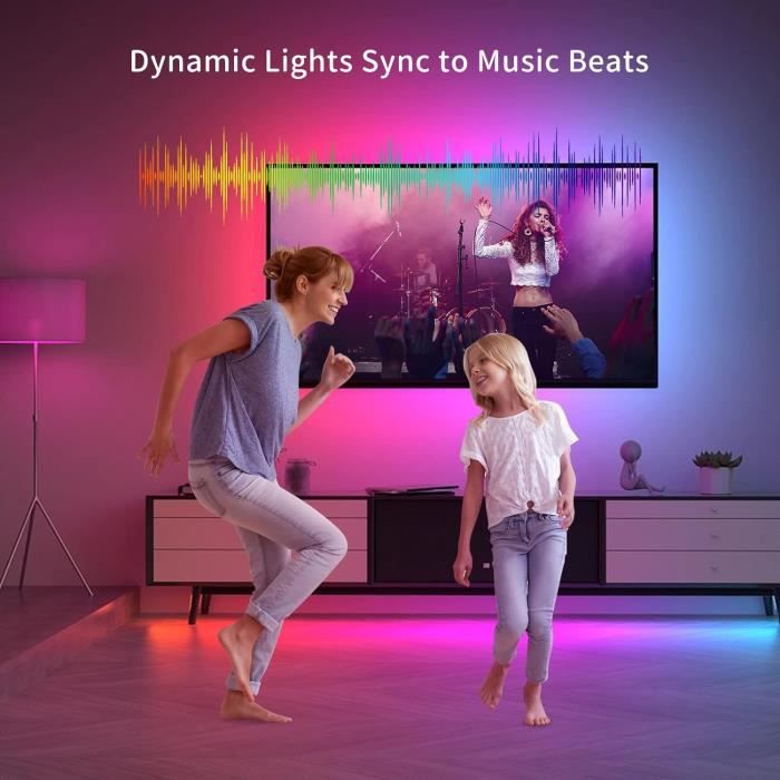 BANDE LED WiFi Ruban LED 20M RGB Musique, HOVVIDA Compatible avec Alexa  Google Assistant Bande LED RGB 12V, Contrôlé75 - Cdiscount Maison