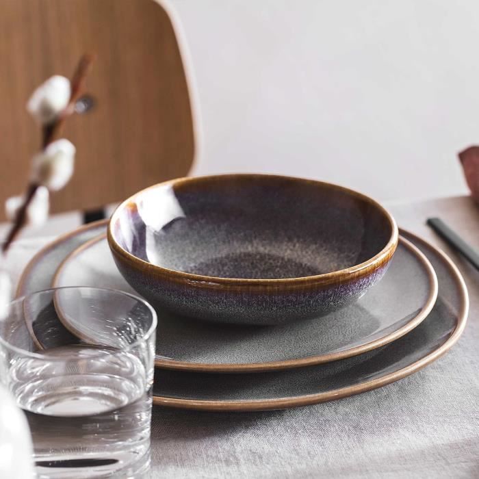 vancasso Venus Service de table 12 pièces en grès gris mat