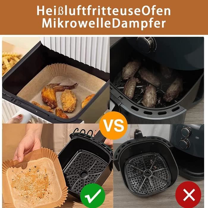 100 Pièces Papier de Cuisson Air Fryer Jetable, Friteuse à Air feuilles de  papier sulfurisé carré, Feuilles de Papier de [189] - Cdiscount  Electroménager