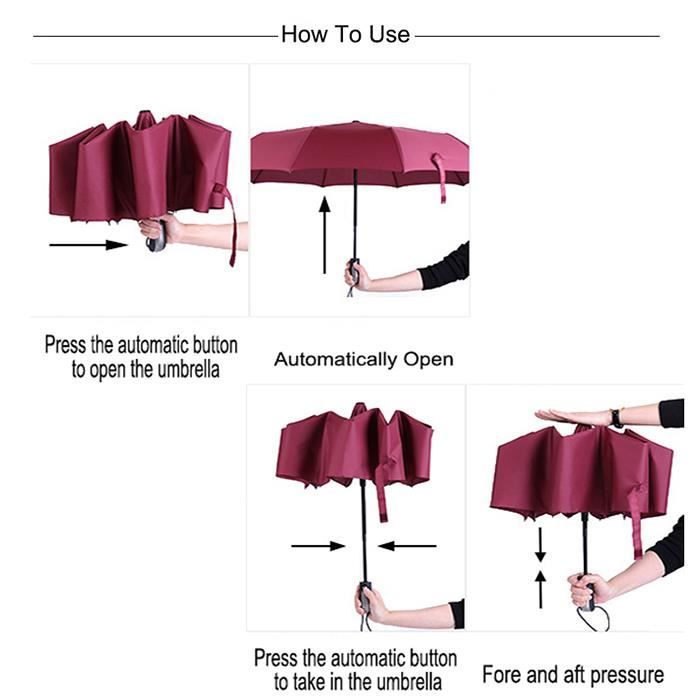 Parapluie pliable automatique anti-vent, protection de pluie, luxe