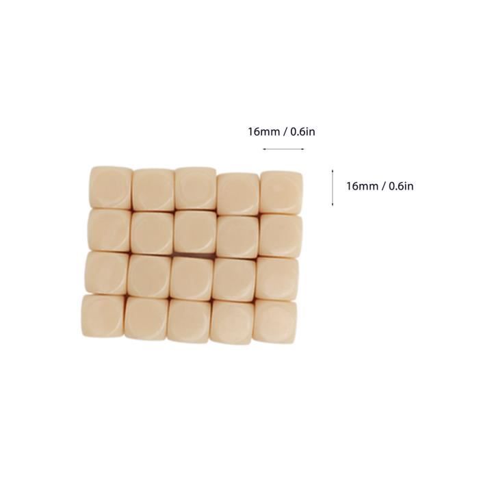 Dé à jouer 123 avec chiffres 16 mm blanc en plastique. Boutique de dés