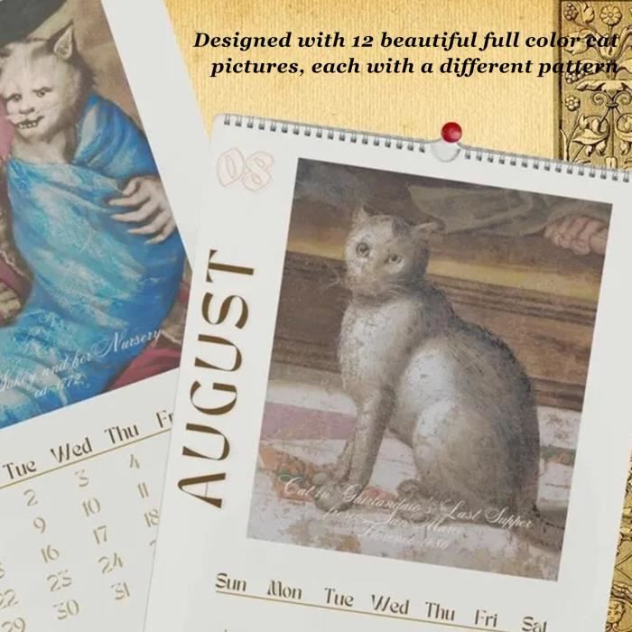 Sonew Calendrier Mural 2024 Chats Mignons Moche - 12 Photos