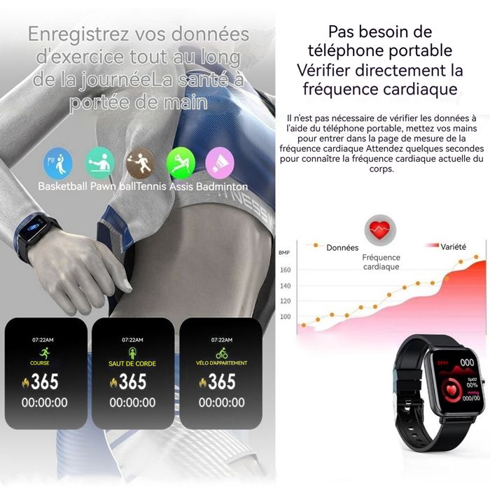 Bracelet sportif TD® Étanche Podomètre 1,85