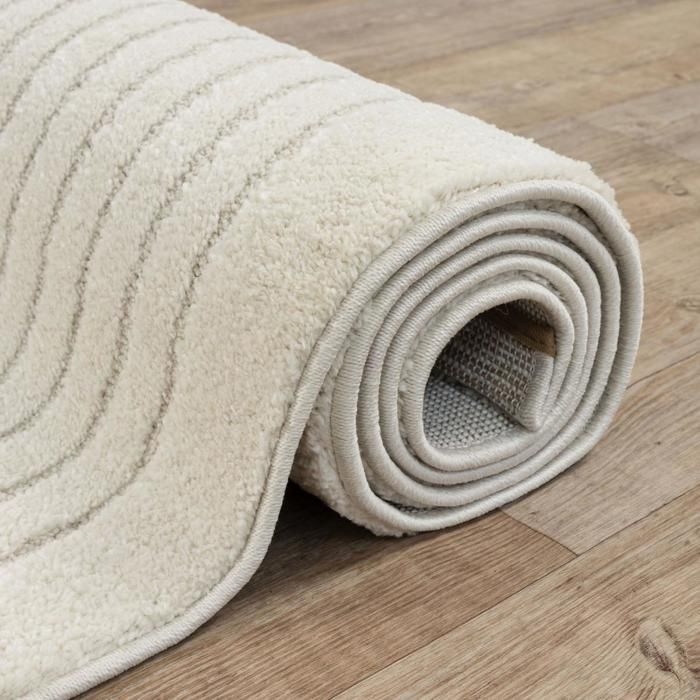 Carpettex Tapis scandinave, Design Boho, Beige 140x200 cm, Lavable avec effet 3D pour salon & chambre à coucher - Maison