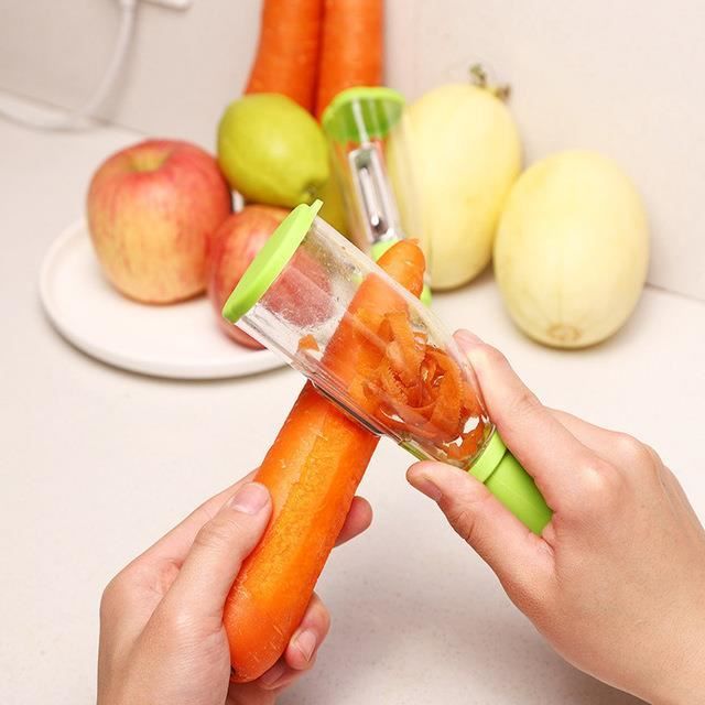 Acheter Éplucheur de fruits avec récipient outil d'épluchage de légumes  cuisine pomme de terre éplucheur en plastique râpe Gadgets