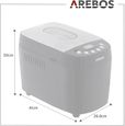 AREBOS Machine à pain 1500 g | 15 programmes | Minuteur | Écran LCD | 3 niveaux de brunissage et tailles de pain | 850 W | Noir-4