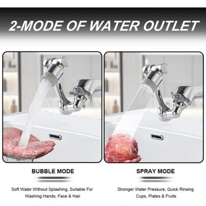 Rallonge De Robinet Rotative 1080° - 2 Modes D'Eau (Douce Et Spray) - Anti-Éclaboussures Pour Cuisine Ou Salle De Bain