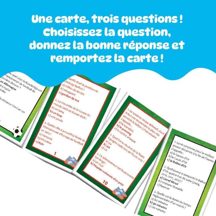 Jeu de cartes éducatif football - DEBSY - Quiz Football - 54 cartes ...