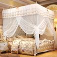 Qutianshop® Rideau de lit à baldaquin de luxe princesse à quatre côtés avec moustiquaire (L)-0