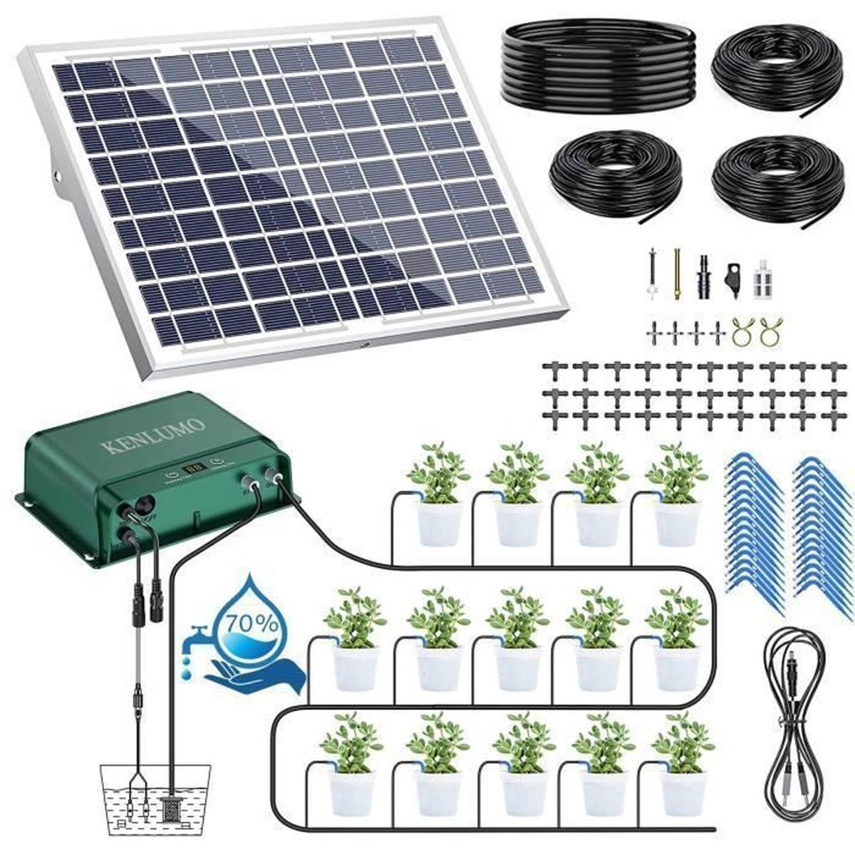 Kit D irrigation Goutte Goutte Automatique Solaire KENLUMO 30m De Kit D irrigation Goutte Goutte Automatique Solaire KENLUMO 30m De