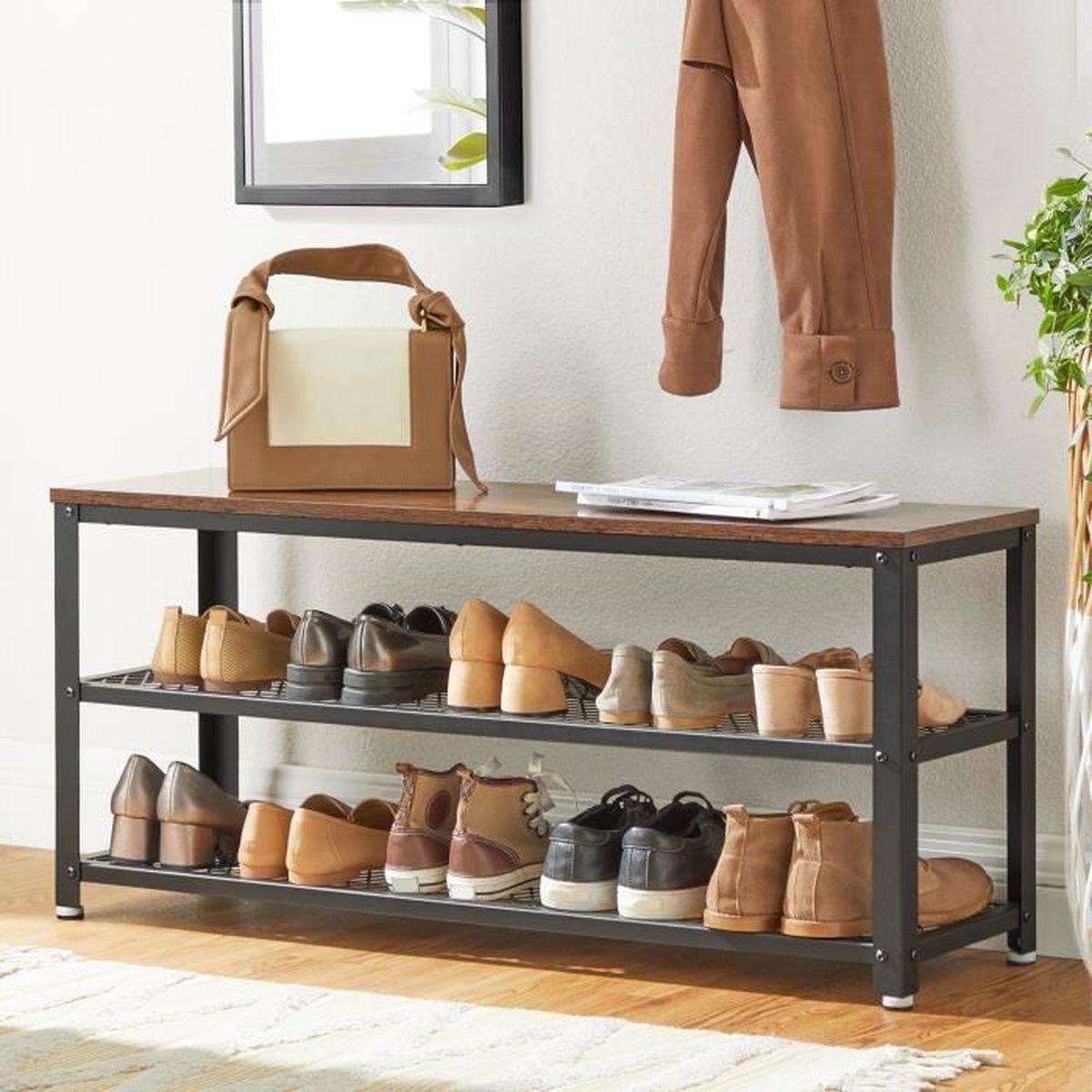 Faire Un Meuble A Chaussure Soi Meme VASAGLE Banc à chaussures à 2 niveaux, Meuble à Chaussures, Armature  métallique,100 x 30 x 45 cm, Style Industriel LBS078B01 - Cdiscount Maison