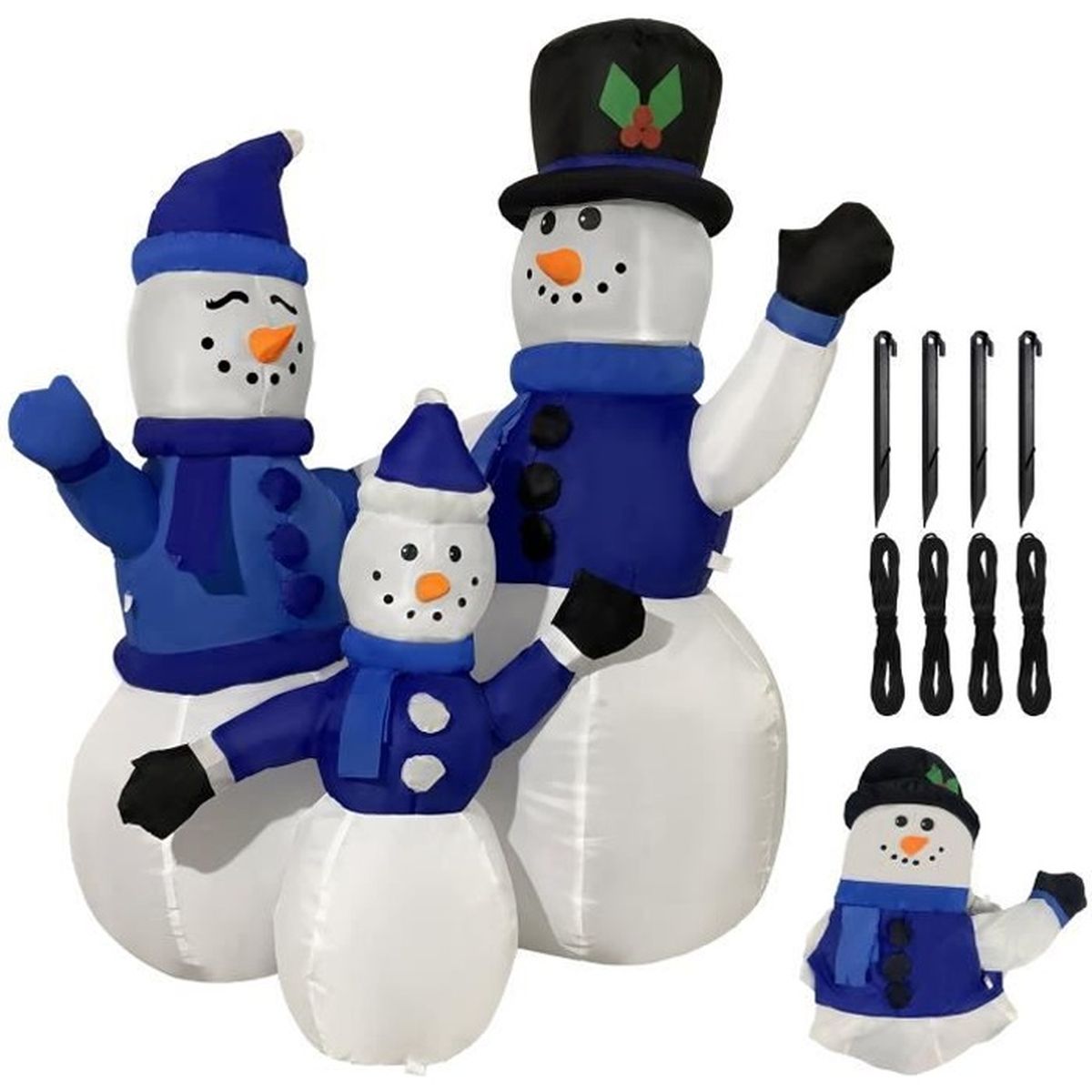 Bonhomme De Neige Gonflable - Noël - 150cm - 3 Lumières LED