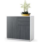 Vladon Commode Buffet Ben, Corps en Blanc mat - Façades en Avola-Anthracite