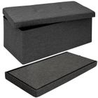 Pouf Coffre de Rangement XXL pliante DuneDesign - Gris - Tissu - 80L