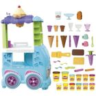 PlayDoh Camion de glace géant, Coffret Kitchen Creations, 27 accessoires, 12 pots de pâte à modeler, sons réalistes, dès 3 ans