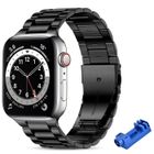 LECMACY Compatible avec Bracelet Apple Watch 44mm 45mm 42mm, Bracelet de rechange en acier inoxydable avec boucle à trois perles pour iWatch