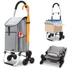 VOUNOT Chariot De Courses 6 Roues Aluminium 58L Avec Sac Isotherme - Caddie Pliable 3 En 1 Noir