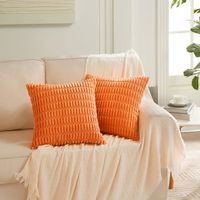 2 pièces housses de coussin en peluche 45x45 cm, douce décor à la maison salon canapé,seulement les taies d'oreiller, orange