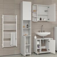 Vicco meuble de rangement de salle de bain Fynn, Blanc, 3 pièces, avec armoire haute
