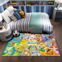 MBg-16173 Grand tapis imprimé Pikachu motif dessin animé Pokémon flanelle douce mignon pour salon chambre Taille:100x150cm