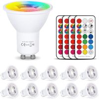 ChangM GU10 Ampoules LED, Dimmable 6W Changement de Couleur Spot Light avec Télécommande, RGB + Blanc Chaud, (Lot de 10)