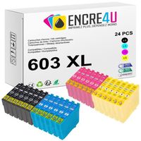 Cartouches d'encre compatibles 603 XL - ENCRE4U - Lot de 24 (6 Noir + 6 Cyan + 6 Magenta + 6 Jaune)