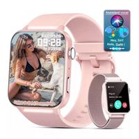 IOWODO R30PRO Montre Connectée Femme Appeler/répondre 100 modes Sport Etanche Podomètre Smartwatch pour iOS Android Samsung Rose