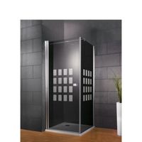 Porte de douche pivotante + paroi 90x90x193 cm, anticalcaire, Style 2.0, verre décor cubic anthracite, Schulte