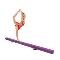 COSTWAY Poutre de Gymnastique Pliable 210cm pour Enfants avec Poignées de Transport 4 Patins Antidérapants Couverture en Daim Violet