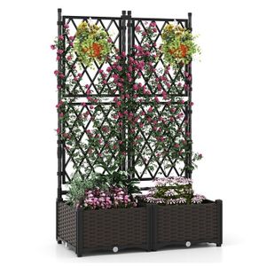 Jardinière Surélevée 142cm Avec Treillis Réglable - Parfaite Pour Tomates Et Plantes Grimpantes Sur Balcon