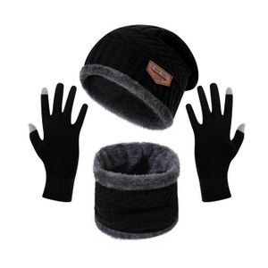 TAGVO Tricotés Ensemble D'hiver, Ensemble Chauds D'hiver 3 En 1 Chaud Charpe Chapeau Beanie Avec Double Polaire Bonnet Charpe Et Gants Cran Tactile Pour Homme Femme