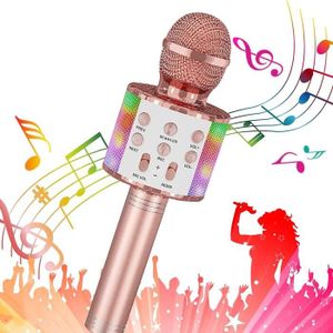 MICRO - KARAOKÉ ENFANT Microphone Karaoké Sans Fil - ELCKNER - Or Rose - 