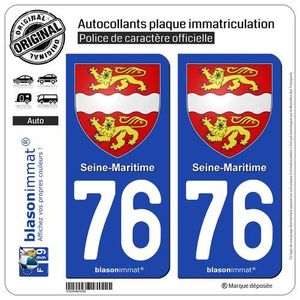 Autocollant plaque immatriculation Haute Normandie 76 Seine Maritime -  Autosignalétique