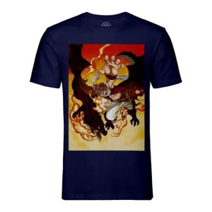 T-SHIRT T-shirt Homme Col Rond Bleu Fairy Tail Natsu Et Ig