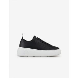 BASKET Sneaker plateforme en cuir pour femme - ARMANI EXCHANGE - Noir - Lacets - Plateau