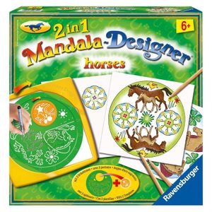 JEU DE COLORIAGE - DESSIN - POCHOIR Ravensburger - Mandala Designer 2 en 1 - Horses - Loisirs créatifs pour enfants dès 6 ans