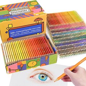 CRAYON DE COULEUR 520 Ensemble Professionnel de Crayons de Couleur, Crayons Gras à Noyau Souple Pour Artistes, Enfants, Coloriage de Croquis Pour 68