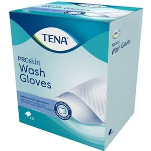 GANT DE TOILETTE TENA Proskin Wash Glove Gant de Toilette 50 unités