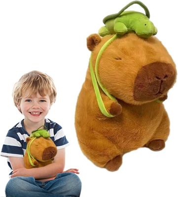 Peluche Capybara avec sac à dos tortue, joli jouet Maroc