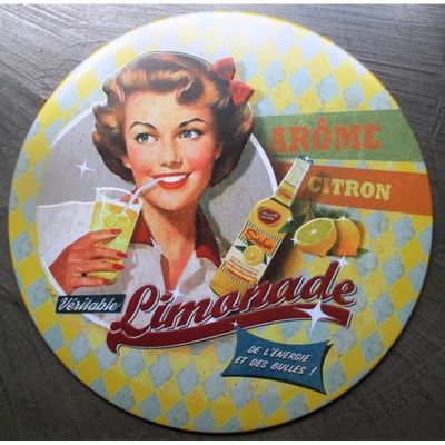 Plaque Métal Vintage 'Le Citron' 30,5 X 30,5 Cm – Décoration Murale Rétro Style Cuisine, Café Ou Bar, Look Industriel Authentique